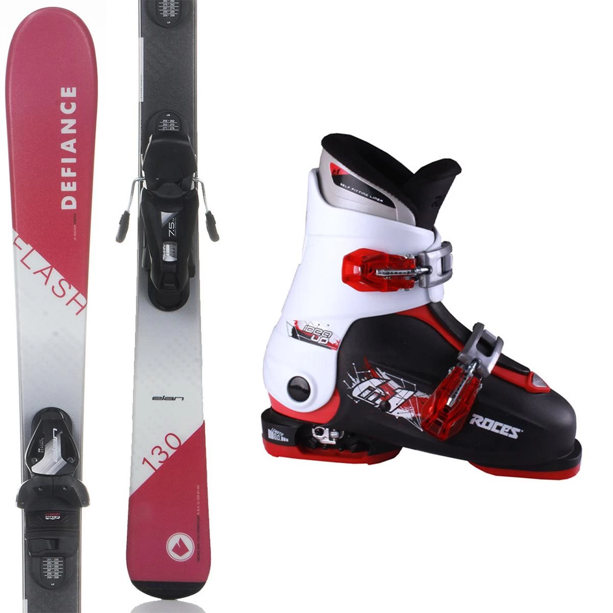Defiance Flash Red 130-140cm Complete Ski Package With Roces Adjustable Ski Boots 3 Defiance Flash Red 130-140cm Complete Ski Package With Roces Adjustable Ski Boots