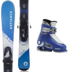 Defiance Flash Blue 80-120cm Complete Ski Package With Roces Adjustable Ski Boots